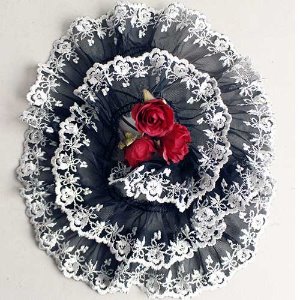 TR망사주름레이스-흑백장미주름-블랙(1495832) 4cm